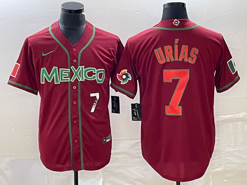 Men 2023 World Cub Mexico #7 Urias Red orange Nike MLB Jersey1->more jerseys->MLB Jersey